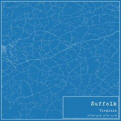 Blueprint US city map of Suffolk, Virginia.