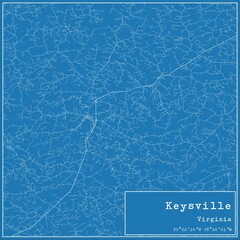 Blueprint US city map of Keysville, Virginia.