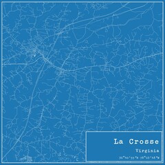 Blueprint US city map of La Crosse, Virginia.
