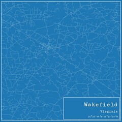 Blueprint US city map of Wakefield, Virginia.