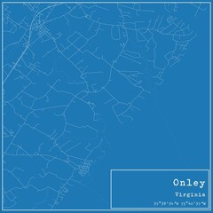 Blueprint US city map of Onley, Virginia.