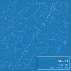 Obraz premium Blueprint US city map of Melfa, Virginia.