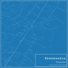 Blueprint US city map of Nassawadox, Virginia.