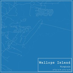 Blueprint US city map of Wallops Island, Virginia.