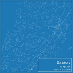 Blueprint US city map of Exmore, Virginia.