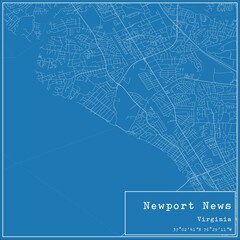 Fototapeta premium Blueprint US city map of Newport News, Virginia.