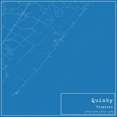 Blueprint US city map of Quinby, Virginia.