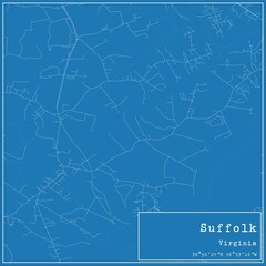 Blueprint US city map of Suffolk, Virginia.