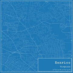 Blueprint US city map of Henrico, Virginia.