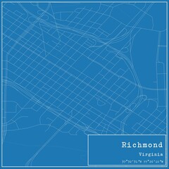 Blueprint US city map of Richmond, Virginia.