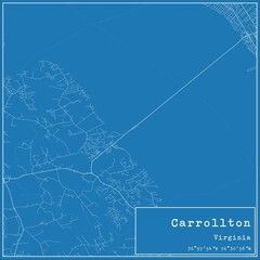Blueprint US city map of Carrollton, Virginia.