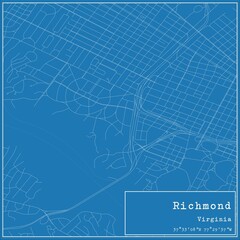 Blueprint US city map of Richmond, Virginia.