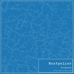 Blueprint US city map of Montpelier, Virginia.