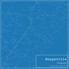 Blueprint US city map of Mappsville, Virginia.