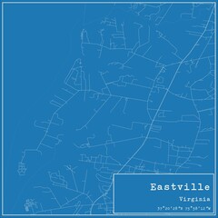 Blueprint US city map of Eastville, Virginia.