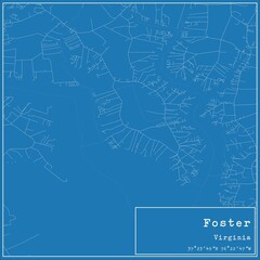 Blueprint US city map of Foster, Virginia.