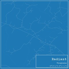 Fototapeta premium Blueprint US city map of Radiant, Virginia.