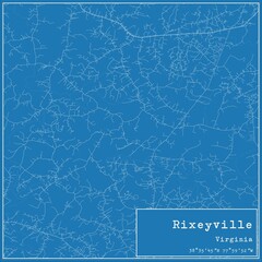 Blueprint US city map of Rixeyville, Virginia.