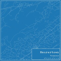 Blueprint US city map of Maurertown, Virginia.