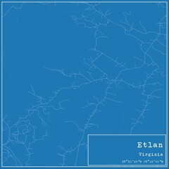 Blueprint US city map of Etlan, Virginia.