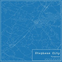 Blueprint US city map of Stephens City, Virginia.