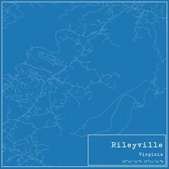 Obraz premium Blueprint US city map of Rileyville, Virginia.