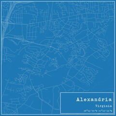Fototapeta premium Blueprint US city map of Alexandria, Virginia.
