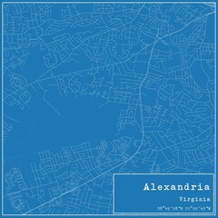 Blueprint US city map of Alexandria, Virginia.