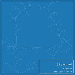 Blueprint US city map of Haywood, Virginia.