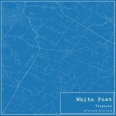 Blueprint US city map of White Post, Virginia.