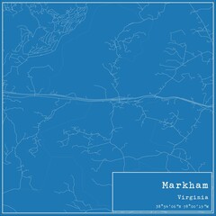 Blueprint US city map of Markham, Virginia.