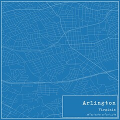 Blueprint US city map of Arlington, Virginia.