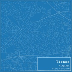 Blueprint US city map of Vienna, Virginia.