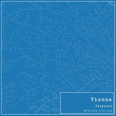 Blueprint US city map of Vienna, Virginia.