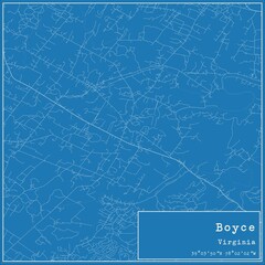 Blueprint US city map of Boyce, Virginia.