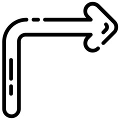 curved right outline vector icon