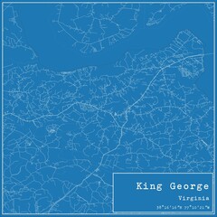 Blueprint US city map of King George, Virginia.