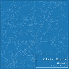 Blueprint US city map of Clear Brook, Virginia.