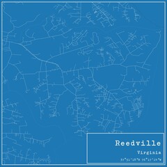 Blueprint US city map of Reedville, Virginia.