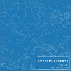 Blueprint US city map of Fredericksburg, Virginia.