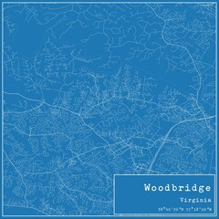 Blueprint US city map of Woodbridge, Virginia.