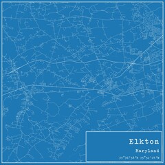Blueprint US city map of Elkton, Maryland.