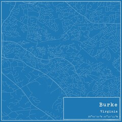 Blueprint US city map of Burke, Virginia.
