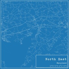 Blueprint US city map of North East, Maryland.