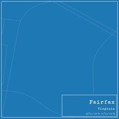 Blueprint US city map of Fairfax, Virginia.