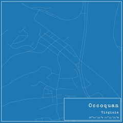 Blueprint US city map of Occoquan, Virginia.