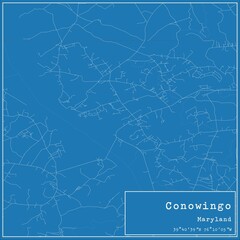 Blueprint US city map of Conowingo, Maryland.