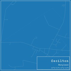 Blueprint US city map of Cecilton, Maryland.