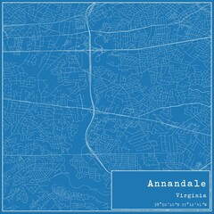 Blueprint US city map of Annandale, Virginia.