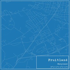 Blueprint US city map of Fruitland, Maryland.